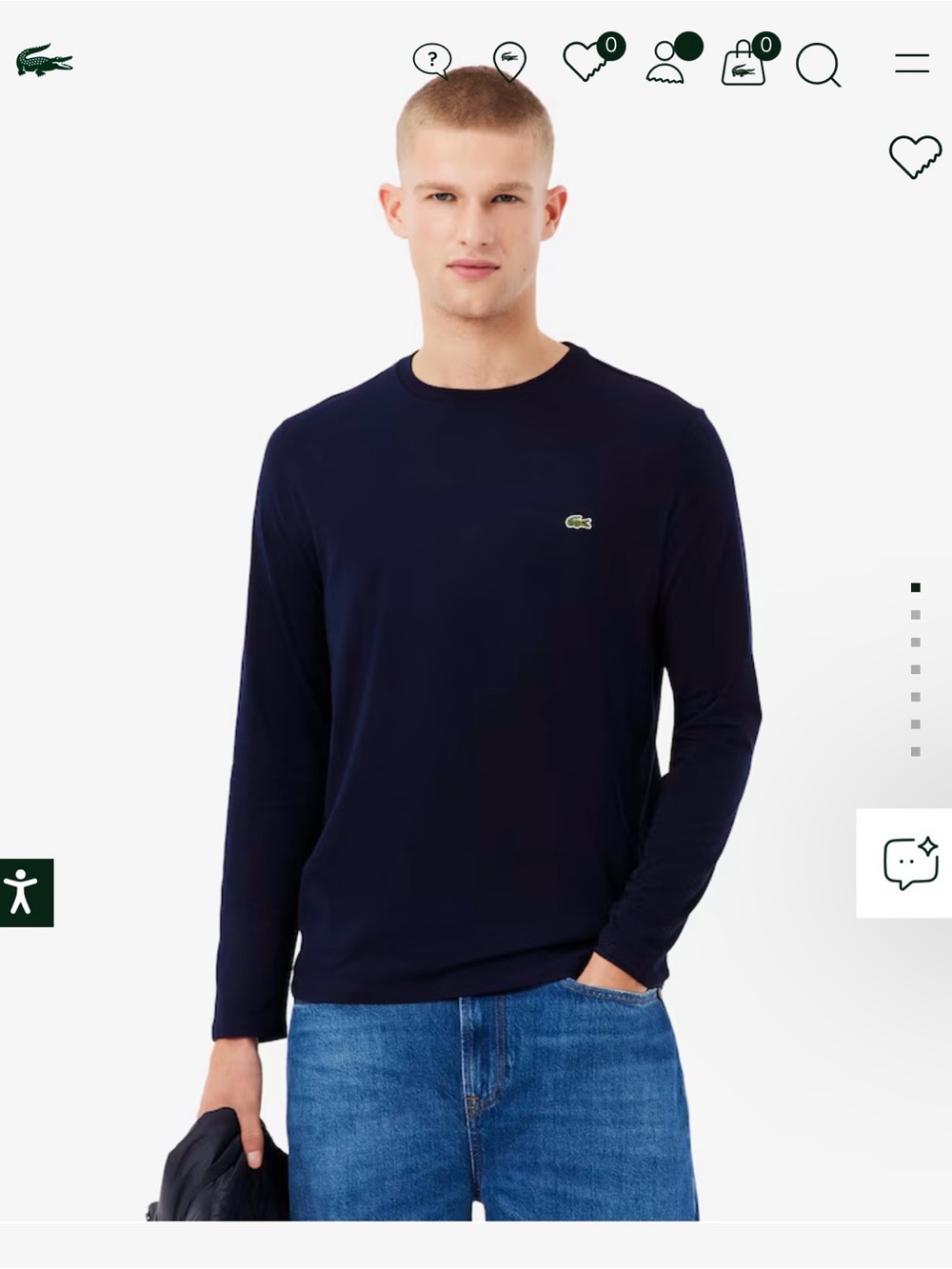 Lacoste Men’s Long-Sleeve Crew Neck Shirt — Navy Blue